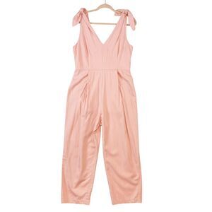 Anthropologie Tracy Reese Maud‎ Tied Jumpsuit Romper Sz 10 Pink Coquette Girly